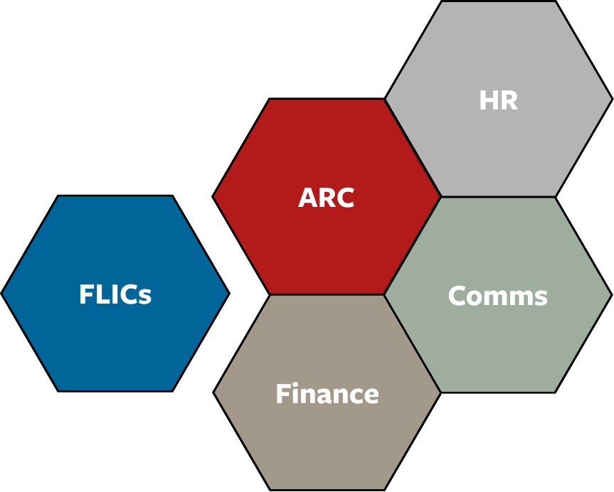 picture of ARC, HR, Comms, Finance, and FLICs